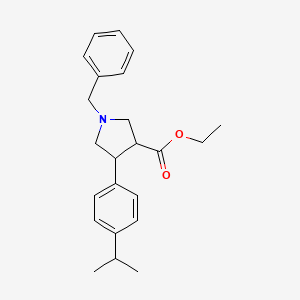 Chemical structure of ethyl trans-1-benzyl-4-(4-isopropylphenyl)pyrrolidine-3-carboxylate