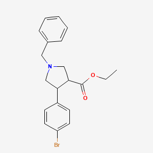 Chemical structure of ethyl trans-1-benzyl-4-(4-bromophenyl)pyrrolidine-3-carboxylate