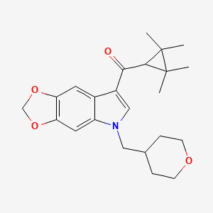 Chemical structure of ethyl trans-1-benzyl-4-(3-ethoxy-4-methoxyphenyl)pyrrolidine-3-carboxylate