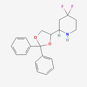 Chemical structure of ethyl trans-1-benzyl-4-(3,5-difluorophenyl)pyrrolidine-3-carboxylate