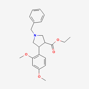 Chemical structure of ethyl trans-1-benzyl-4-(2,4-dimethoxyphenyl)pyrrolidine-3-carboxylate