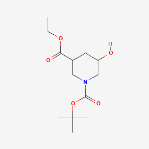 Chemical structure of Ethyl N-Boc-5-hydroxypiperidine-3-carboxylate