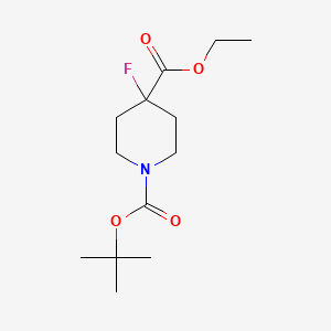 Chemical structure of Ethyl N-Boc-4-fluoropiperidine-4-carboxylate