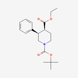 Chemical structure of Ethyl cis-N-Boc-3-phenylpiperidine-4-carboxylate