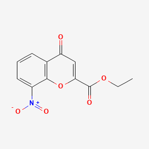 Chemical structure of 8-nitro-2-ethoxycarbonyl-4-oxo-4H-1-benzopyran