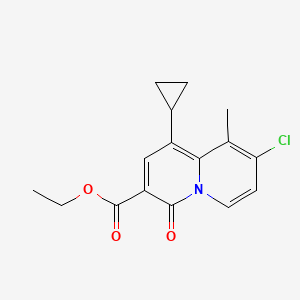 Chemical structure of Ethyl 8-chloro-1-cyclopropyl-9-methyl-4-oxo-4H-quinolizine-3-carboxylate