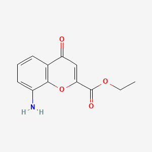 Chemical structure of Ethyl 8-amino-4-oxo-4H-chromene-2-carboxylate