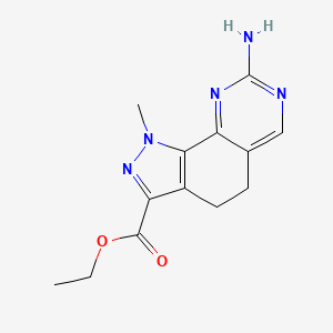 Chemical structure of Ethyl 8-amino-1-methyl-4,5-dihydro-1H-pyrazolo[4,3-h]quinazoline-3-carboxylate