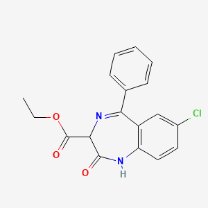 Chemical structure of ethyl 7-chloro-2,3-dihydro-2-oxo-5-phenyl-1H-1,4-benzodiazepine-3-carboxylate