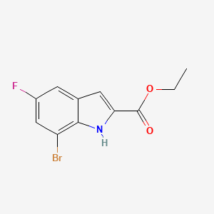 Chemical structure of Ethyl 7-bromo-5-fluoro-1H-indole-2-carboxylate