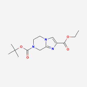 Chemical structure of Ethyl 7-Boc-5,6,7,8-tetrahydroimidazo[1,2-a]pyrazine-2-carboxylate