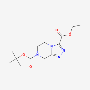 Chemical structure of Ethyl 7-Boc-5,6,7,8-tetrahydro-1,2,4-triazolo[4,5-a]pyrazine-3-carboxylate