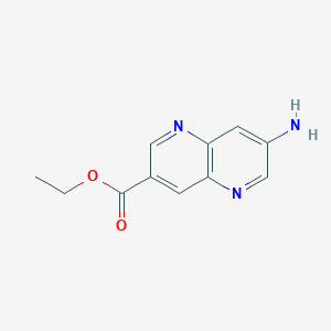 Chemical structure of ethyl 7-amino-1,5-naphthyridine-3-carboxylate