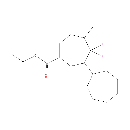 Chemical structure of ethyl 7,7-difluoro-6-methylbicyclo[4.1.0]heptane-3-carboxylate
