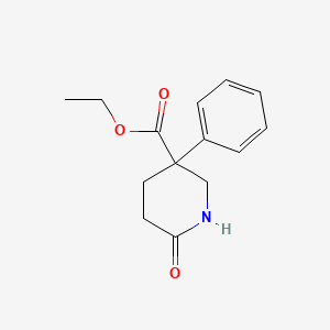 Chemical structure of Ethyl 6-Oxo-3-Phenylpiperidine-3-Carboxylate