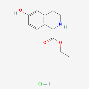 Chemical structure of Ethyl 6-hydroxy-1,2,3,4-tetrahydroisoquinoline-1-carboxylate hydrochloride