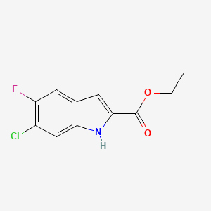 Chemical structure of Ethyl 6-chloro-5-fluoro-1H-indole-2-carboxylate