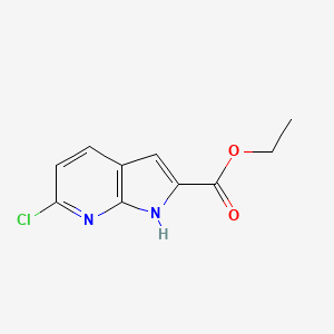 Chemical structure of Ethyl 6-chloro-1H-pyrrolo[2,3-b]pyridine-2-carboxylate