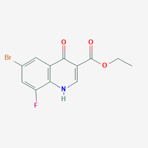 Chemical structure of Ethyl 6-bromo-8-fluoro-4-oxo-1H-quinoline-3-carboxylate