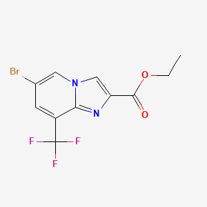 Chemical structure of Ethyl 6-broMo-8-(trifluoroMethyl)iMidazo[1,2-a]pyridine-2-carboxylate