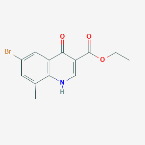 Chemical structure of Ethyl 6-bromo-4-hydroxy-8-methylquinoline-3-carboxylate