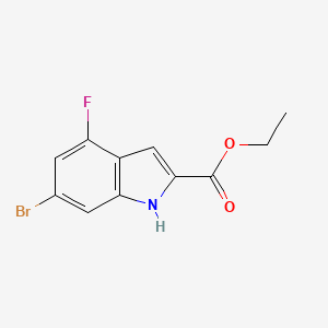 Chemical structure of Ethyl 6-bromo-4-fluoro-1H-indole-2-carboxylate