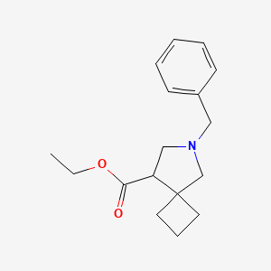 Chemical structure of ethyl 6-benzyl-6-azaspiro[3.4]octane-8-carboxylate