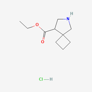 Chemical structure of ethyl 6-azaspiro[3.4]octane-8-carboxylate hydrochloride