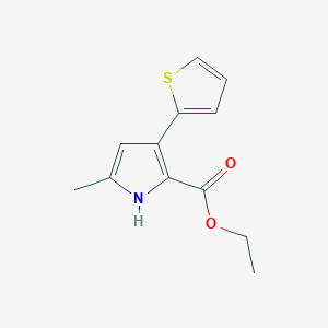 Chemical structure of Ethyl 5-methyl-3-(thiophen-2-yl)-1H-pyrrole-2-carboxylate