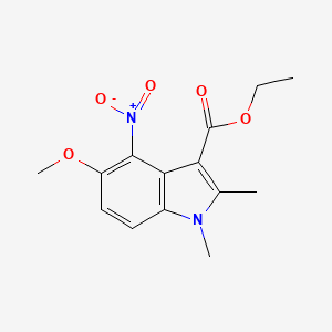 Chemical structure of Ethyl 5-methoxy-1,2-dimethyl-4-nitroindole-3-carboxylate
