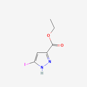 Chemical structure of Ethyl 5-iodo-1H-pyrazole-3-carboxylate