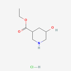 Chemical structure of Ethyl 5-Hydroxypiperidine-3-carboxylate Hydrochloride