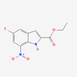 Chemical structure of Ethyl 5-fluoro-7-nitro-1H-indole-2-carboxylate