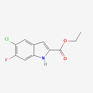 Chemical structure of Ethyl 5-chloro-6-fluoro-1H-indole-2-carboxylate