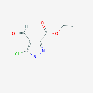 Chemical structure of Ethyl 5-chloro-4-formyl-1-methyl-1H-pyrazole-3-carboxylate