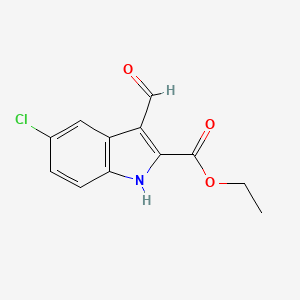 Chemical structure of Ethyl 5-chloro-3-formyl-1H-indole-2-carboxylate