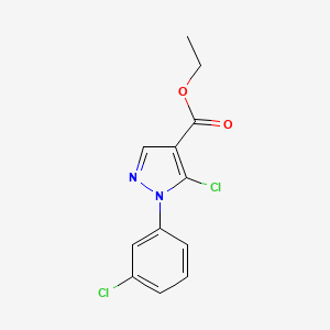 Chemical structure of Ethyl 5-chloro-1-(3-chlorophenyl)-1H-pyrazole-4-carboxylate