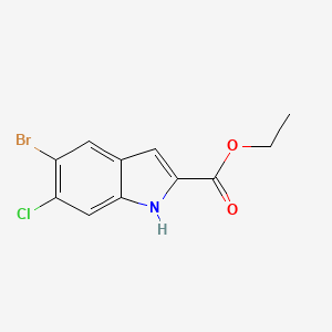 Chemical structure of Ethyl 5-bromo-6-chloro-1H-indole-2-carboxylate