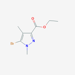 Chemical structure of Ethyl 5-bromo-1,4-dimethyl-1H-pyrazole-3-carboxylate