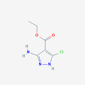 Chemical structure of Ethyl 5-amino-3-chloro-1H-pyrazole-4-carboxylate