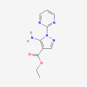Chemical structure of Ethyl 5-amino-1-(pyrimidin-2-yl)-1H-pyrazole-4-carboxylate