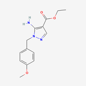 Chemical structure of Ethyl 5-amino-1-(4-methoxybenzyl)-1H-pyrazole-4-carboxylate