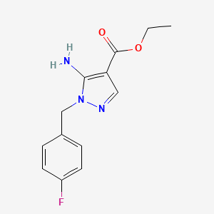 Chemical structure of ethyl 5-amino-1-(4-fluorobenzyl)-1H-pyrazole-3-carboxylate