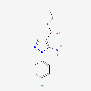 Chemical structure of Ethyl 5-amino-1-(4-chlorophenyl)-1H-pyrazole-4-carboxylate