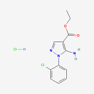 Chemical structure of Ethyl 5-amino-1-(2-chlorophenyl)-1H-pyrazole-4-carboxylate hydrochloride
