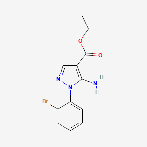 Chemical structure of Ethyl 5-amino-1-(2-bromophenyl)-1H-pyrazole-4-carboxylate