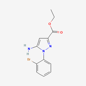 Chemical structure of Ethyl 5-amino-1-(2-bromophenyl)-1H-pyrazole-3-carboxylate