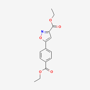 Chemical structure of Ethyl 5-[4-(Ethoxycarbonyl)phenyl]isoxazole-3-carboxylate