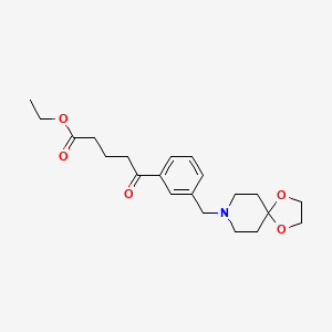 Chemical structure of ethyl 5-[3-[8-(1,4-dioxa-8-azaspiro[4.5]decyl)methyl]phenyl]-5-oxovalerate