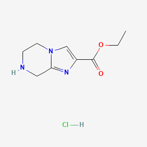 Chemical structure of Ethyl 5,6,7,8-tetrahydroimidazo[1,2-a]pyrazine-2-carboxylate hydrochloride